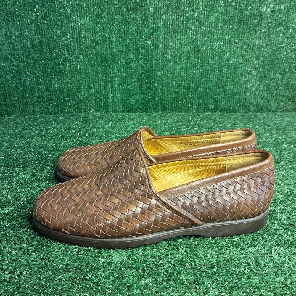 Bally Forino Woven Leather Slip On Loafer Italian Dress Shoe Brown Mens 9.5 D